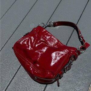 Coach Shiny Red Leather Shoulder Bag